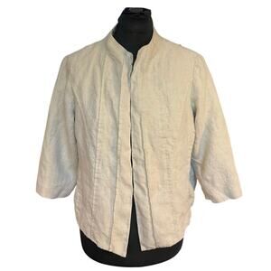 Eileen Fisher Tan Linen Boxy Pleated Front Jacket Size 18W